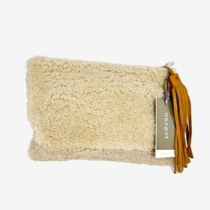 New Margot Sherpa Wristlet Bag Large  100% Leather Tassel & Leather Trim